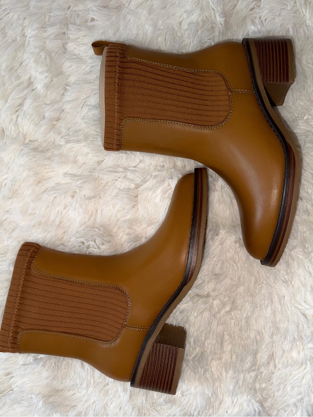 Sonoma Cognac Chelsea Block Heel Boots NIB SIZE 8